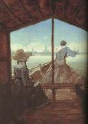Carl Gustav Carus Boat Ride on the Elbe,near Dresden (mk10) France oil painting artist